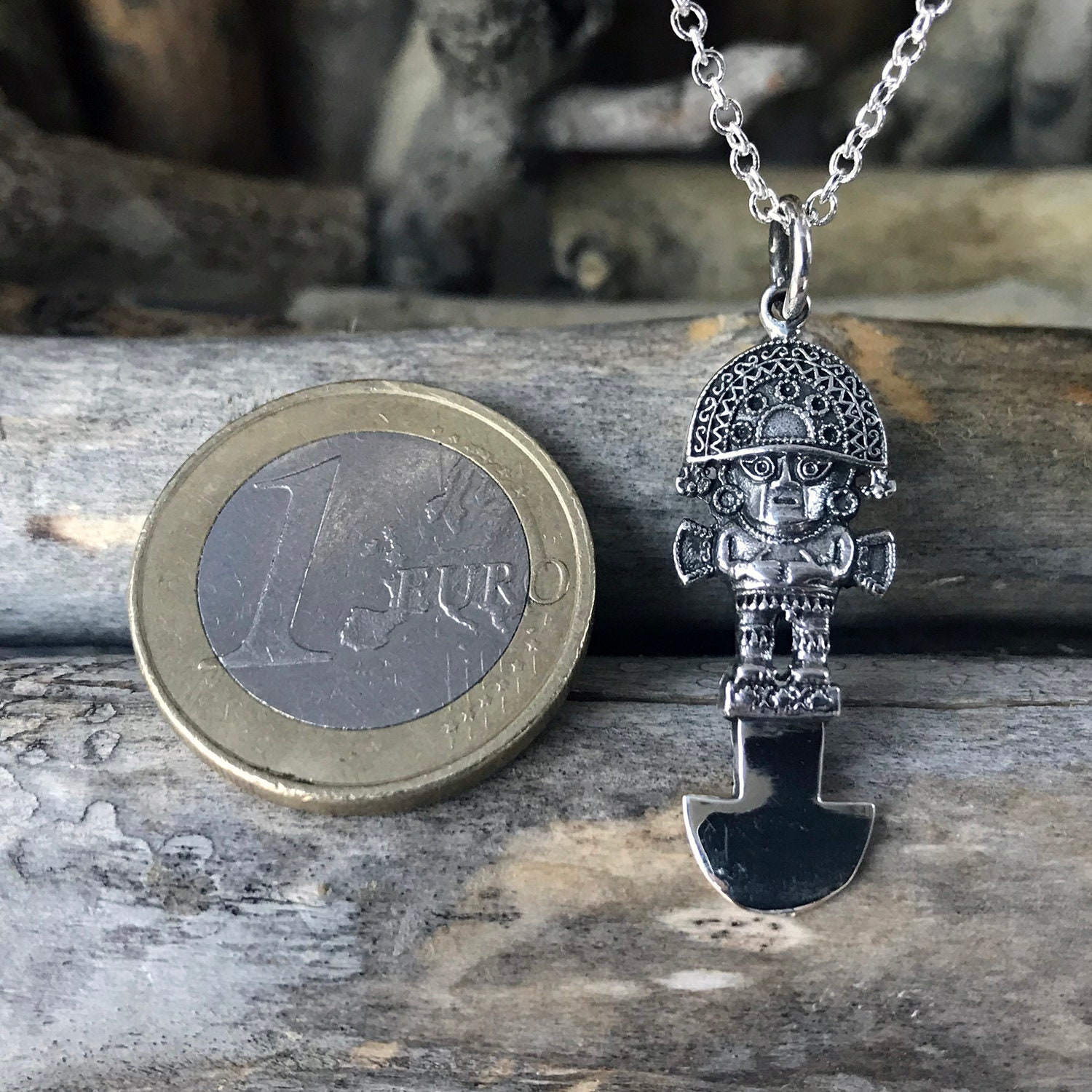 インカ伝統のお守りTUMI トゥミ彫刻壁飾りPLATA925スターリング