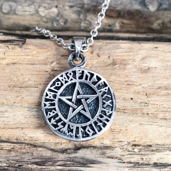 Inverted Pentagram Ouroboros Pendant - ELIZ Jewelry and Gems