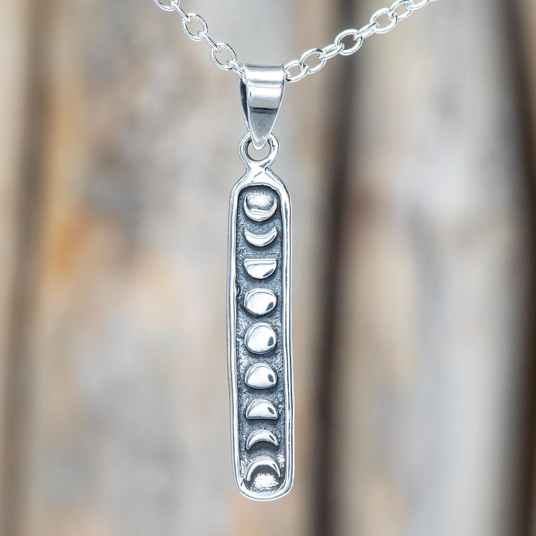 925 Sterling Silver Moon Phase Necklace - Celestial Lunar Cycle Pendant ...