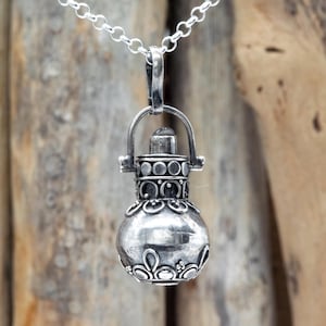 Harmony Ball Pendant | Ornate Sterling Silver Chime Necklace Charm | Maternity Bola Jewelry | Just Pendant | Calming Sound Jewelry VTS123