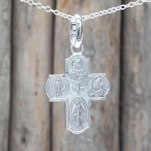 Four-Way Cross Pendant | Sterling Silver Catholic Medal | Cruz de Cuadro Vías Grande | Sacred Devotional Charm | Protection Amulet CLT042