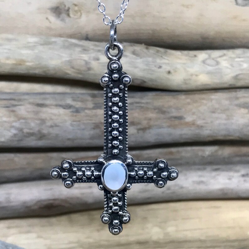 925 Solid Sterling Inverted Cross Pendant Necklace Upside | Etsy