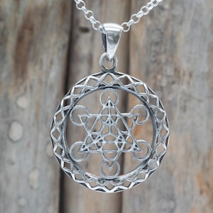 Metatron’s Cube Pendant | Sterling Silver Sacred Geometry Charm | Universal Creation Symbol | Spiritual Talisman Amulet | BFV216