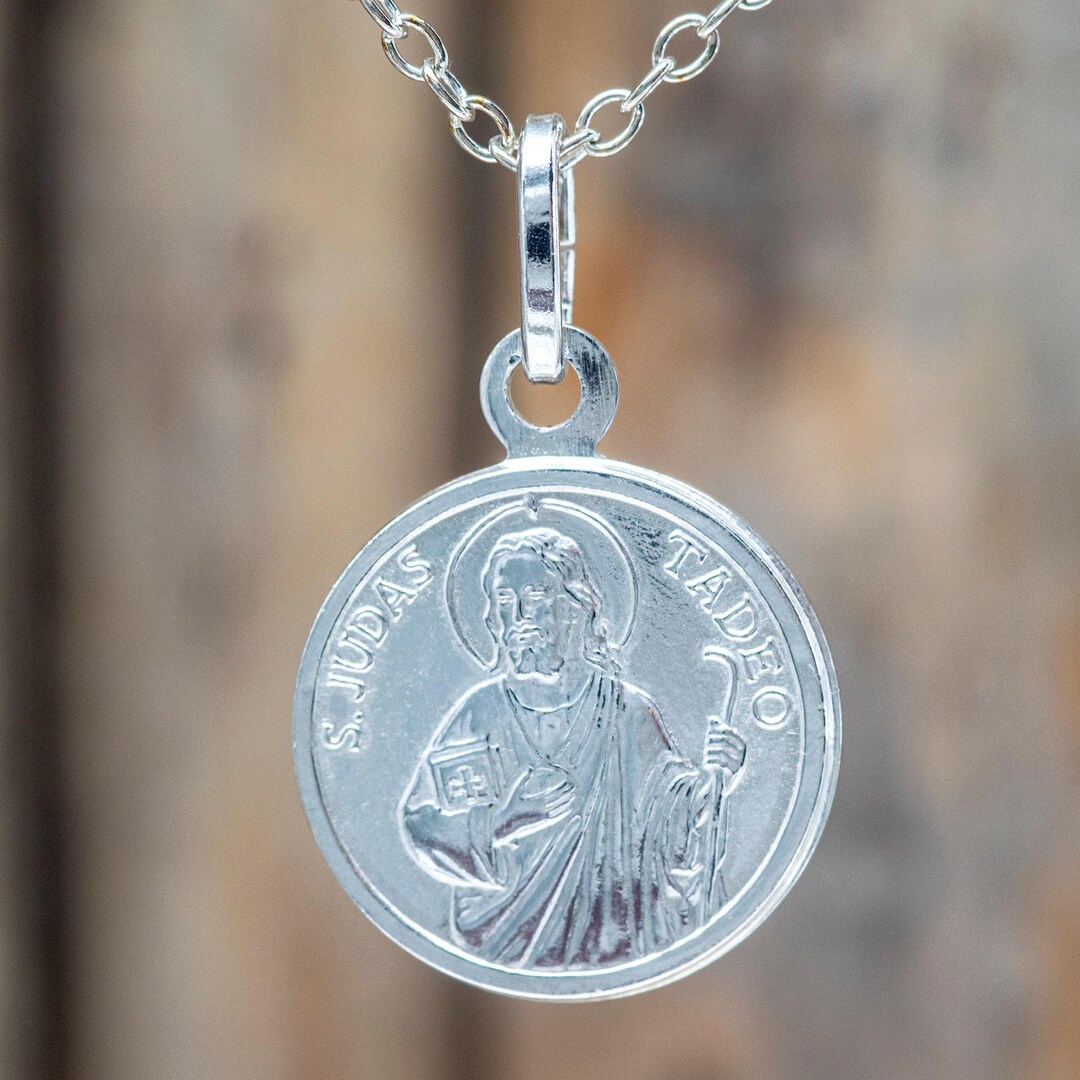 Sterling Silver St. Jude Medal Necklace | Patron Saint of Hope - Etsy UK