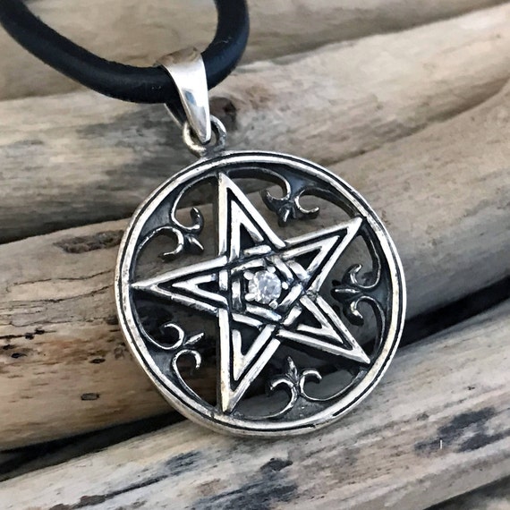 Sterling Silver Inverted Pentacle Pentagram Pendant with 20 Inch Neckl –  Real Metal Jewelry