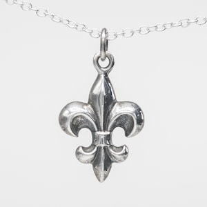 Zilveren Fleur de Lis - Franse leliebloem - Wapenschild - Iris - New Orleans sieraden - Heiligen ketting-hanger ketting HGP056