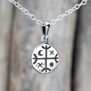 925 Sterling Silver Mapuche Kultrun Pendant Necklace
