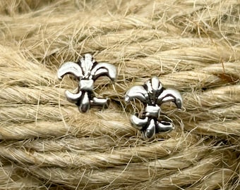 Mini Fleur de Lis Stud Earrings | 5mm Silver Charm | Tiny Vintage Royal Symbol