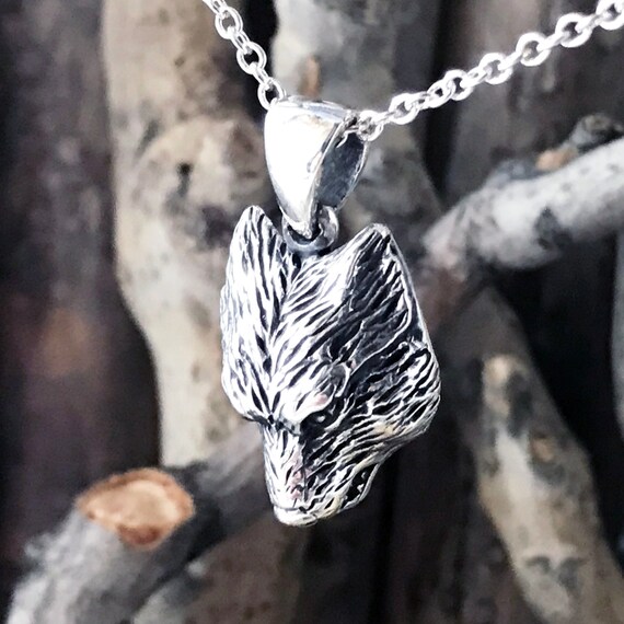 Silver Wolf Necklace Pendant Sterling Image 0