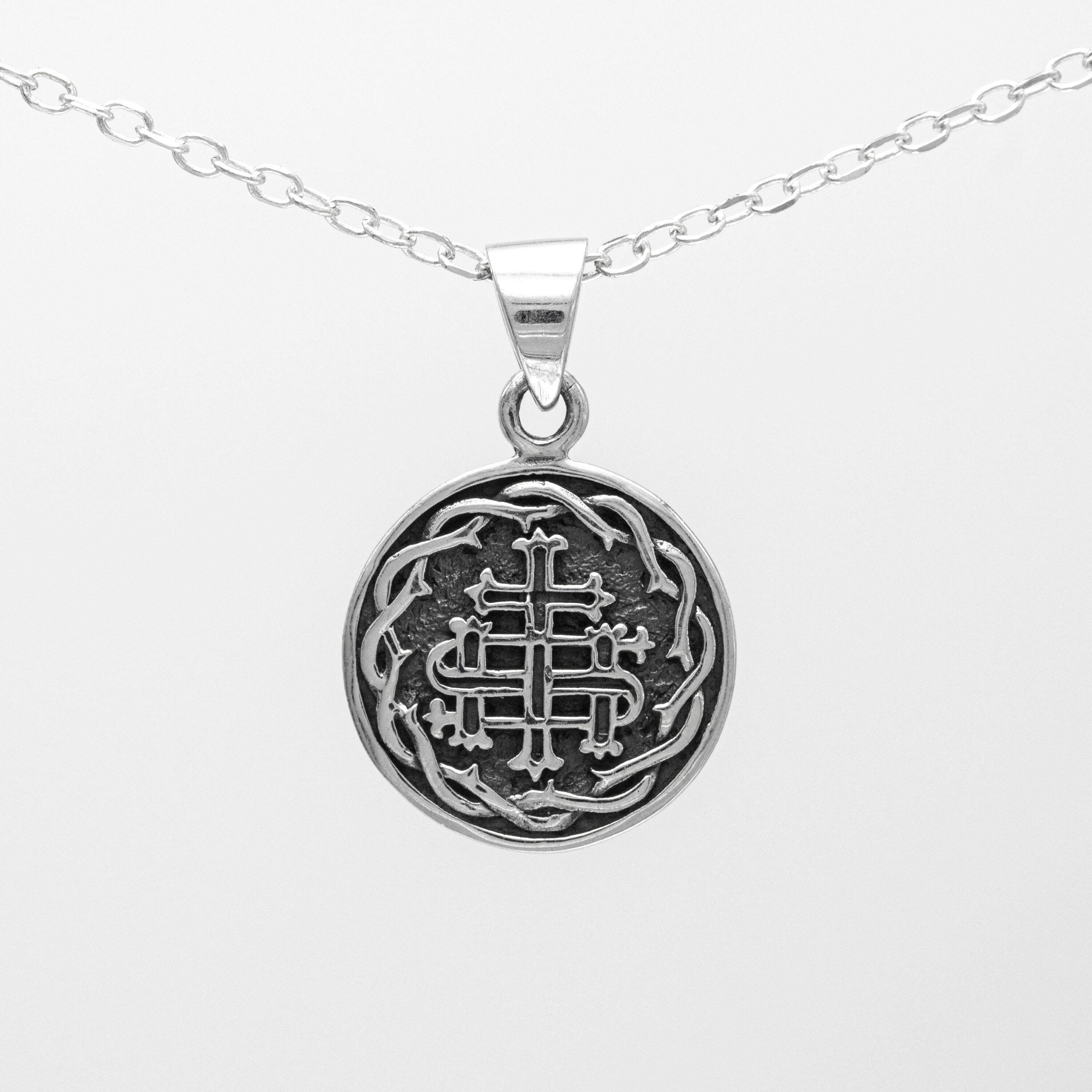 Elegant IHS Initials Silver Pendant Necklace - 18mm (0.70