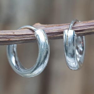 14 mm Sterling Silber Creolen: 3 mm mutiges, minimalistisches tägliches Schläfer Schmuck Geschenk