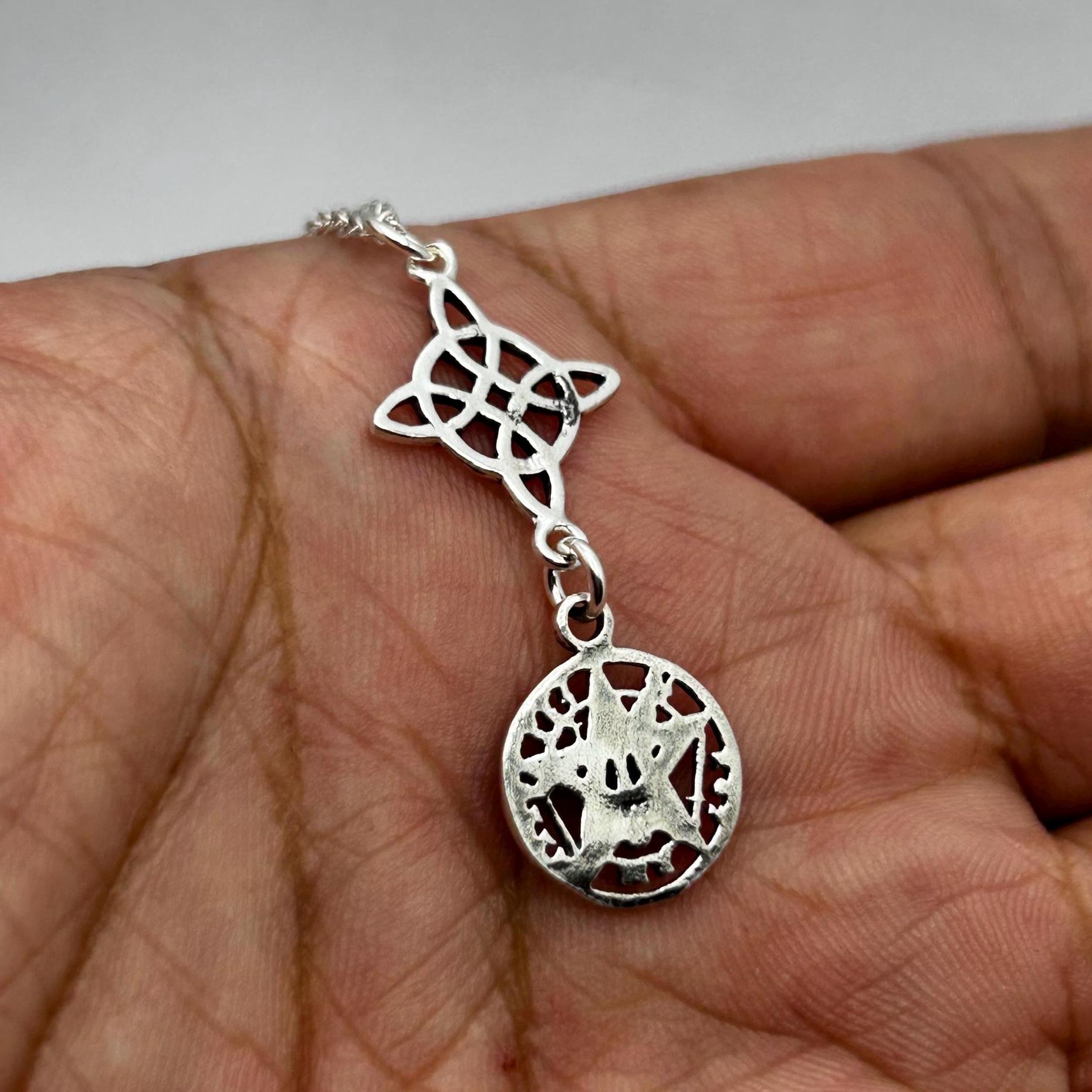 Ciondolo Argento 925 Strega Sulla Scopa, Amuleto Talismano, 22x29mm, NKlaus - Foto 4