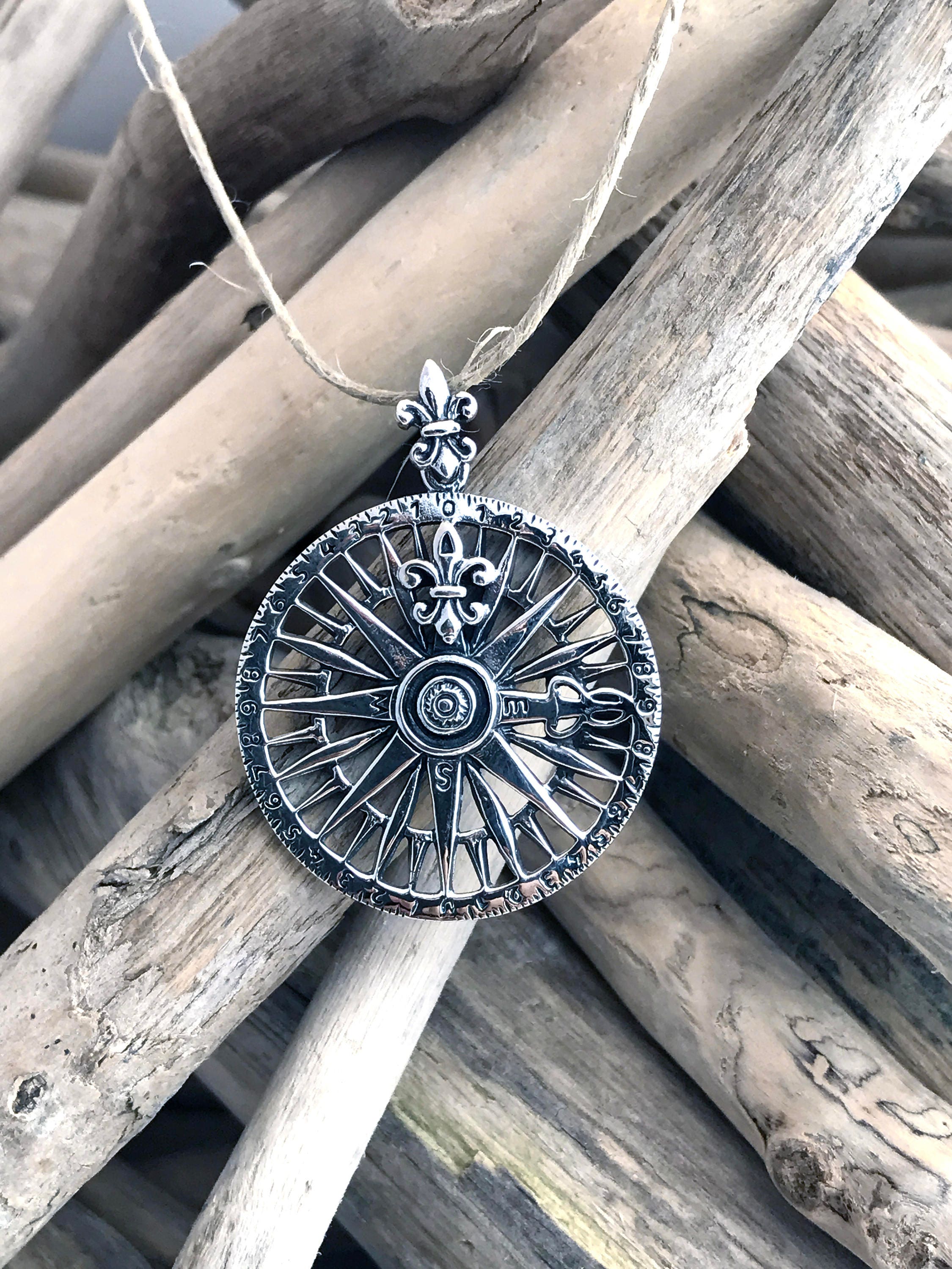 Compass Rose Pendant Necklace Compass Pendant Nautical Etsy