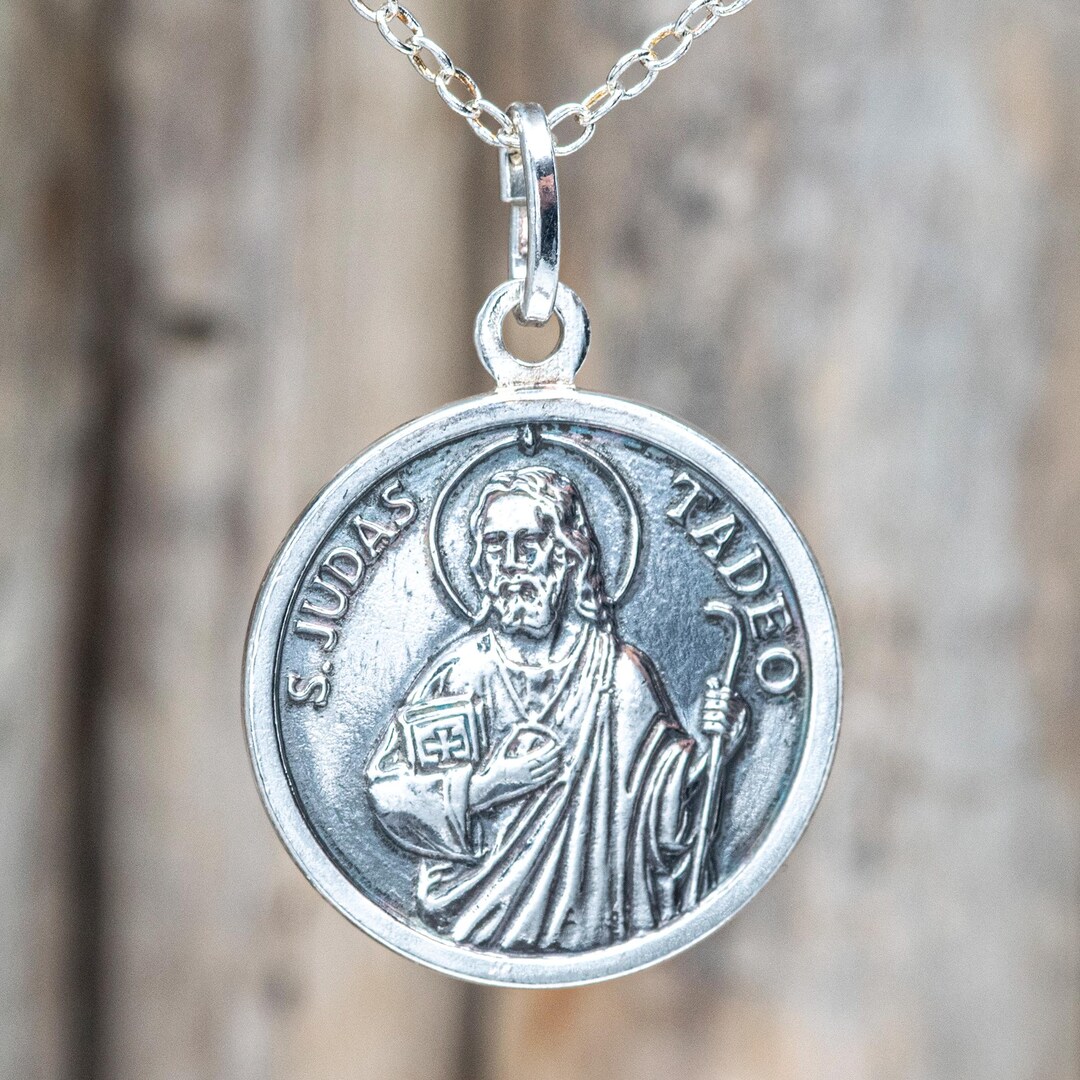 Sterling Silver Patron Saint of Hope St. Jude Thaddeus Medal Necklace ...