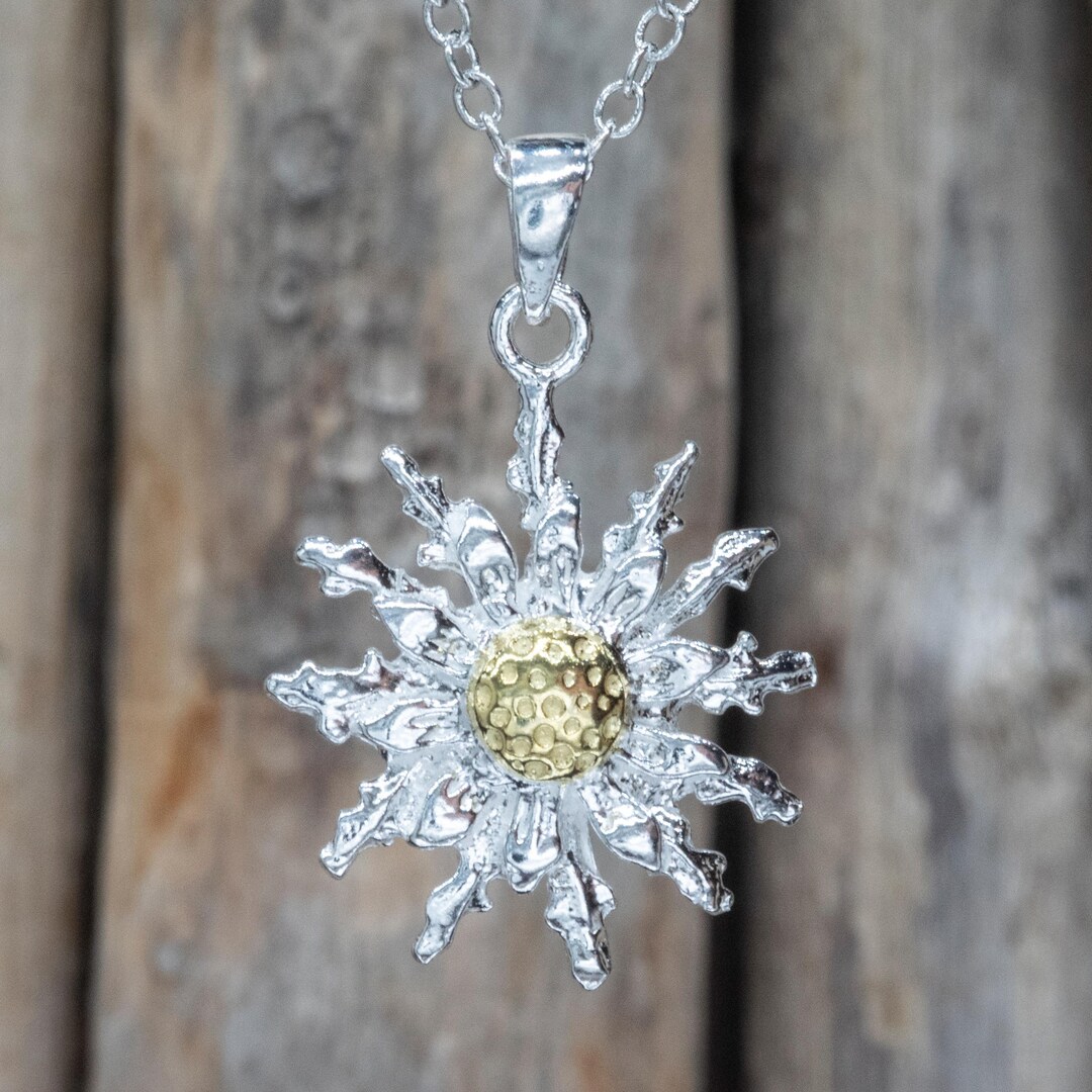 Silver Basque Sterling Silver Basque Sunflower Pendant Necklace: Protective Amulet ...