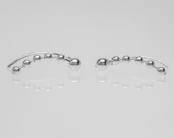 Pendientes trepadores de plata de ley con cuentas / Joyería delicada para pendientes trepadores