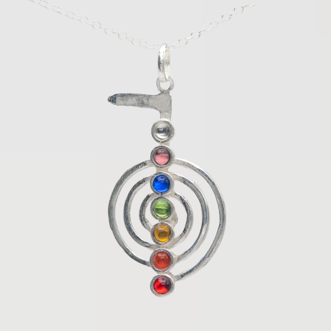 Sterling Silver Reiki Choku Rei 7 Chakra Stone Energy Pendant Yoga ...