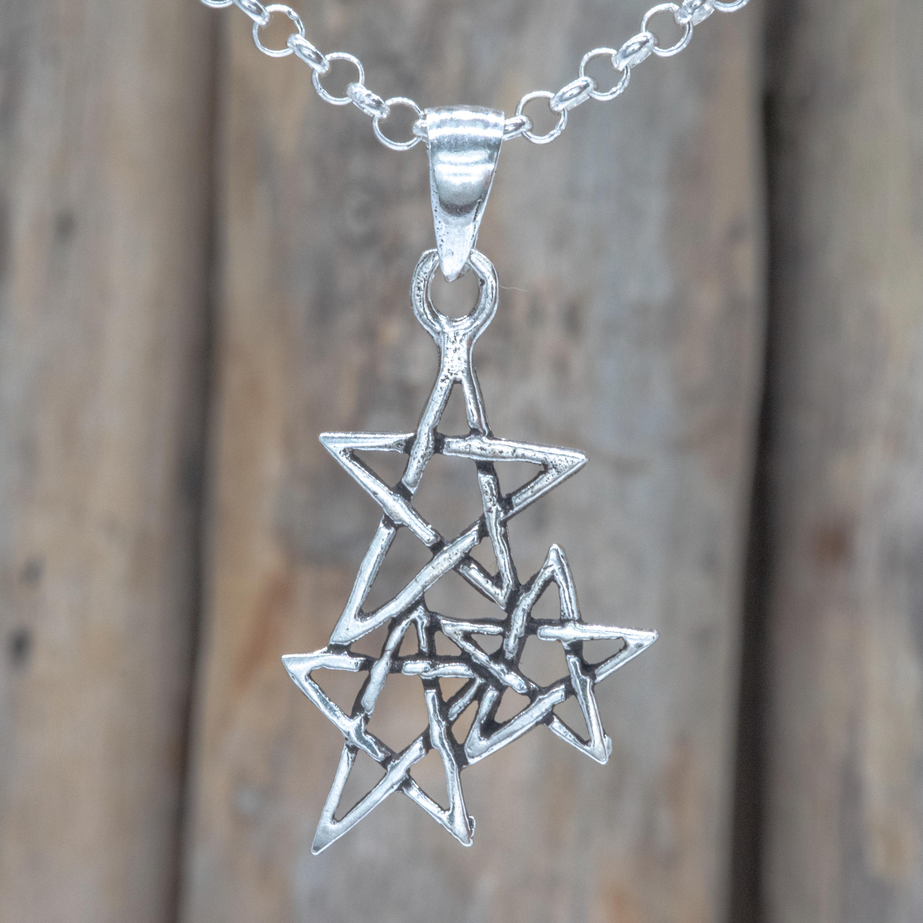 Sterling Silver Three Interlocked Stars Pendant Necklace - Etsy