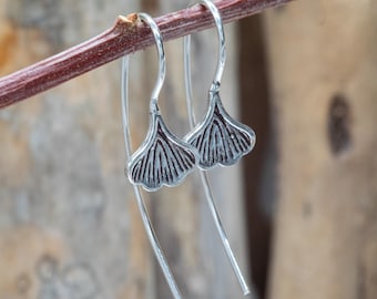 925 Sterling Silver Ginkgo Leaf Earrings
