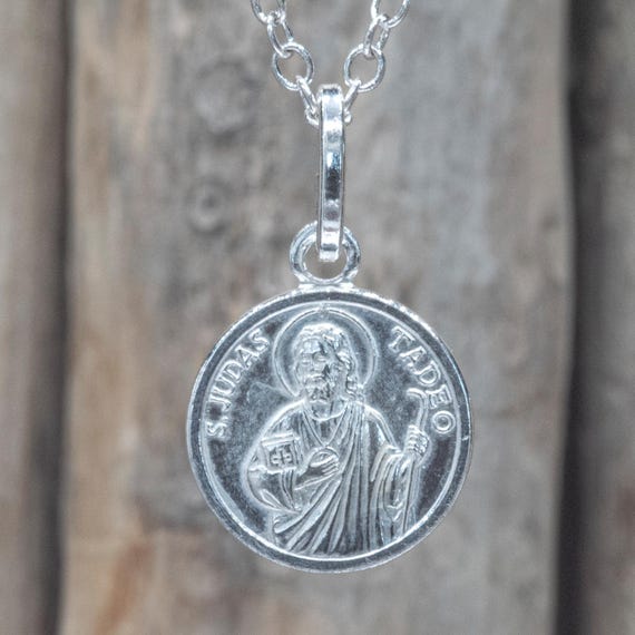 Jude Thaddeus Medal Necklace Sterling Silver Patron Saint of