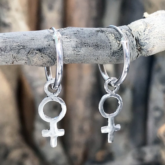 Sterling Silver Female Symbol Dangle Earrings