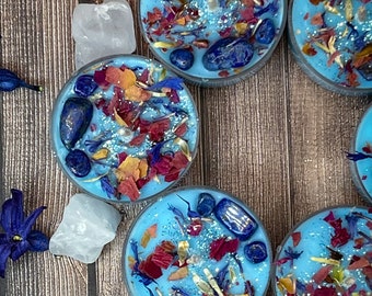 LEGEND of the BLUEBONNET*  6 pc. Artisan Tea Light Set, Bluebonnet, Peony, Blue Lapis, Texas,   Wildflower, nature, folktale