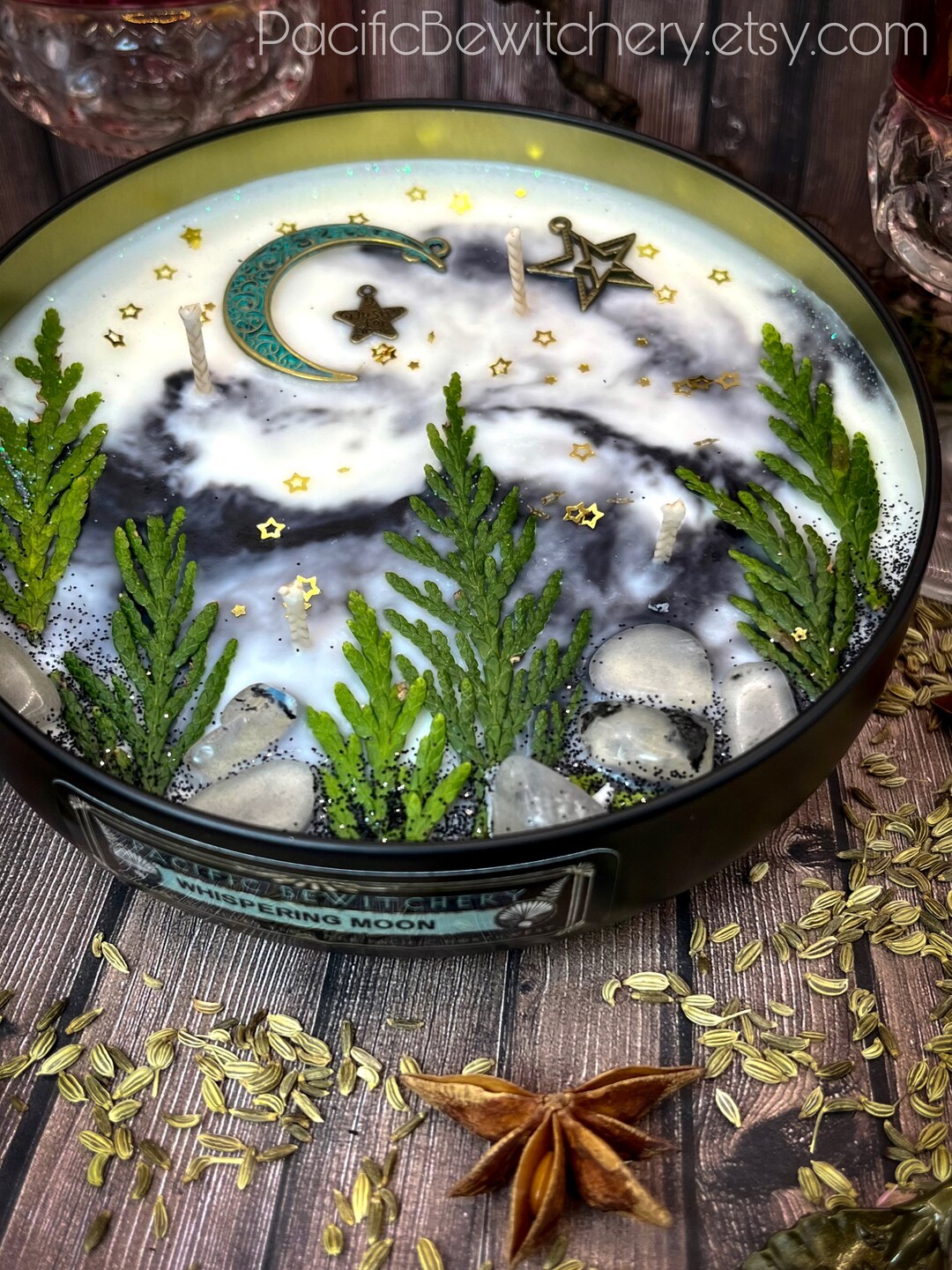 WHISPERING MOON * XL 4-wick Artisan Candle, Meditation, Intention ...