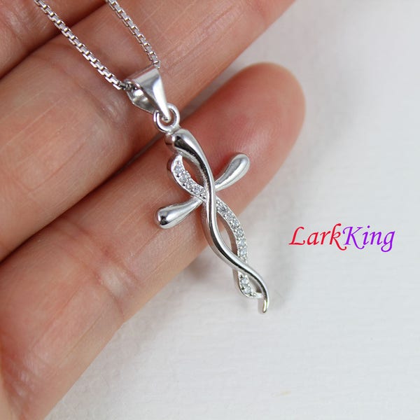 Sterling silver infinity cross necklace, infinity necklace, cross necklace, infinity cross pendant, christian jewelry, Larkking NE8421
