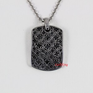 Four Leaf Clover Lattice Pendant, Latticed Geometric Shapes Necklace, Dog Tag Pendant, NE7068