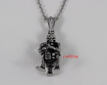 Skeleton necklace, skeleton jewelry, skeleton pendant, skeleton charm, skull necklace, skull pendant, stainless steel, NE7033