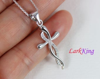 Sterling silver infinity cross necklace, infinity necklace, cross necklace, infinity cross pendant, christian jewelry, Larkking NE8421