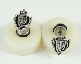 Stud earrings, cross stud earrings, cross studs, cross earrings, shield stud earrings, shield studs, shield earrings, gifts, LarkKing ER403