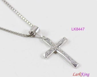 Sterling silver cross necklace, unique small cross pendant, cross necklace for women, cross necklace for girl, religious necklace, LK8447