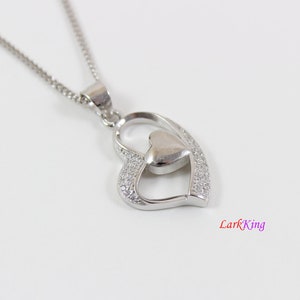 Sterling silver heart necklace,double hearts necklace women,mother and daughter necklace,mother&#39;s day gift,necklace heart, Larkking  LK9237