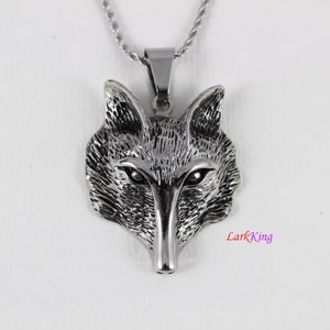 Fox necklace, animal necklace, stainless steel, fox head necklace, fox pendant, unique fox necklace, popular fox necklace, NE7002