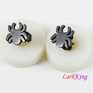 Stainless steel spider stud earrings, spider studs, insect stud earrings, black stud earrings for women, studs for men, funky studs, LK3548