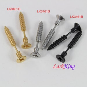 Stud earrings, screw stud earrings, black stud earrings, black studs, black earrings, men studs, surgical steel studs, gold studs, LK3461 image 1