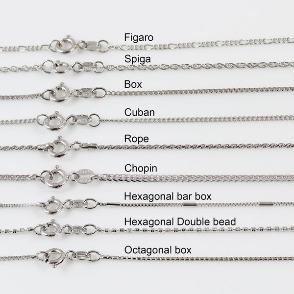 925 sterling silver necklace chain, chain necklace, silver necklace for women, chain for men, Rope, Figaro, Box chain, Spiga, Cuban chain