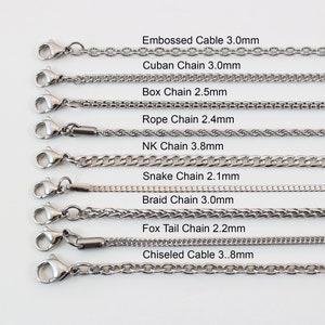 Stainless steel necklace chain, rope chain, box chain, cable, curb chain, chain necklace for men, chain for women, chain for pendant image 1