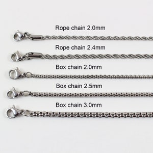 Stainless steel necklace chain, rope chain, box chain, cable, curb chain, chain necklace for men, chain for women, chain for pendant image 2