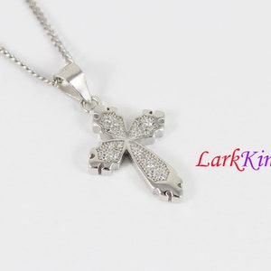 Small sterling silver cross necklace, cross necklace, girls cross necklace, religion necklace, cross necklace women, Christian gift,  NE8360