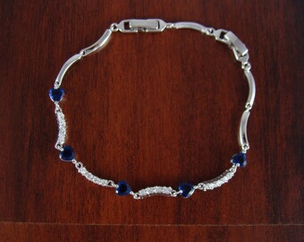 Heart bracelet, crystal necklace, blue heart bracelet, blue bracelet, jewelry bracelet, unique wedding gift, bridesmaid gifts, BR32