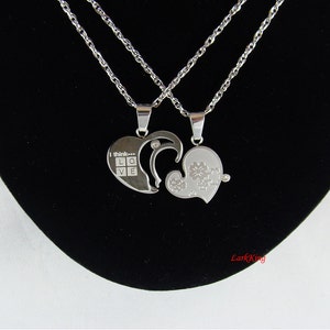 Stainless steel couples heart necklace, love necklace, double heart necklace, love heart necklace, couples necklace, sister necklace, NE606