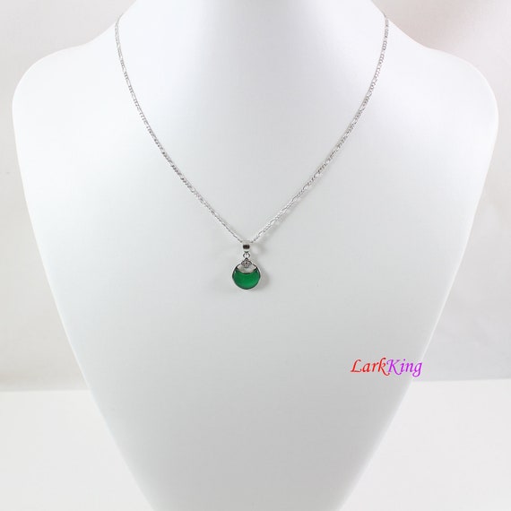 Collier En Jade Naturel Et Argent Massif - Dragon Pendentif - Longueur 46.5 Cm - Neuf Avec étiquettes