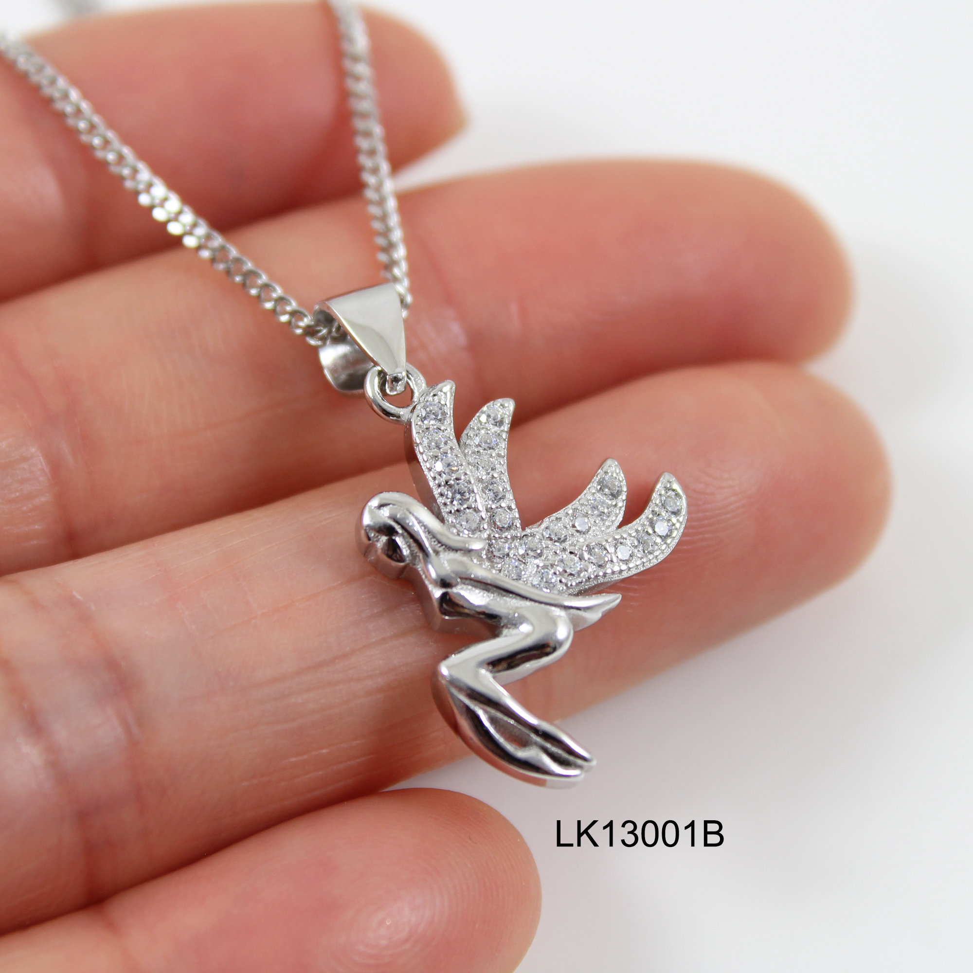 Sterling Silver Fairy Necklace, Thick Silver Fairy Pendant