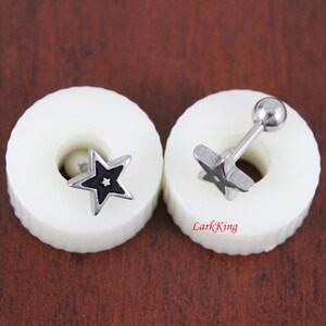 Small star stud earrings; black star earrings; cute star stud earrings; black and white studs; earrings for girls; studs women;  SE3042