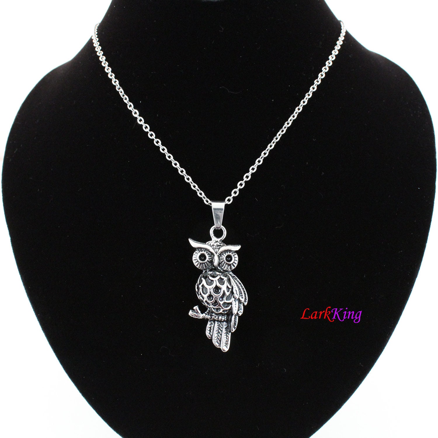 Owl necklace, animal necklace, owl pendant, stainless steel, owl head necklace, unique owl necklace,