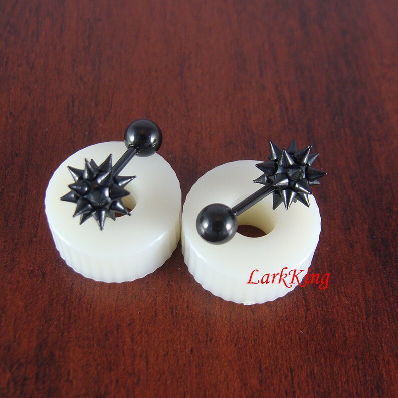 Spike Ball Stud Earrings Mace Earrings Black Stud Earrings Etsy