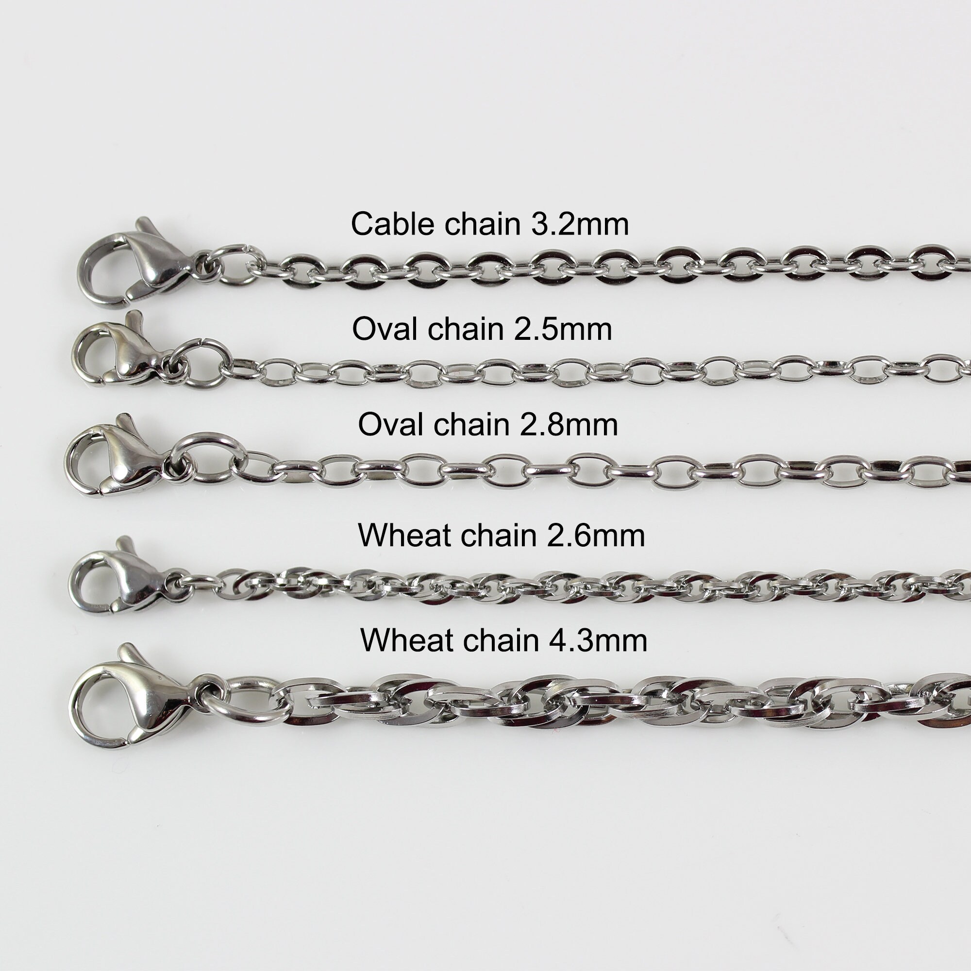 VersaKits Necklace Chains for Pendants Stainless Steel Box Chain Necklace  Square Rolo Cable Chain for Men Women