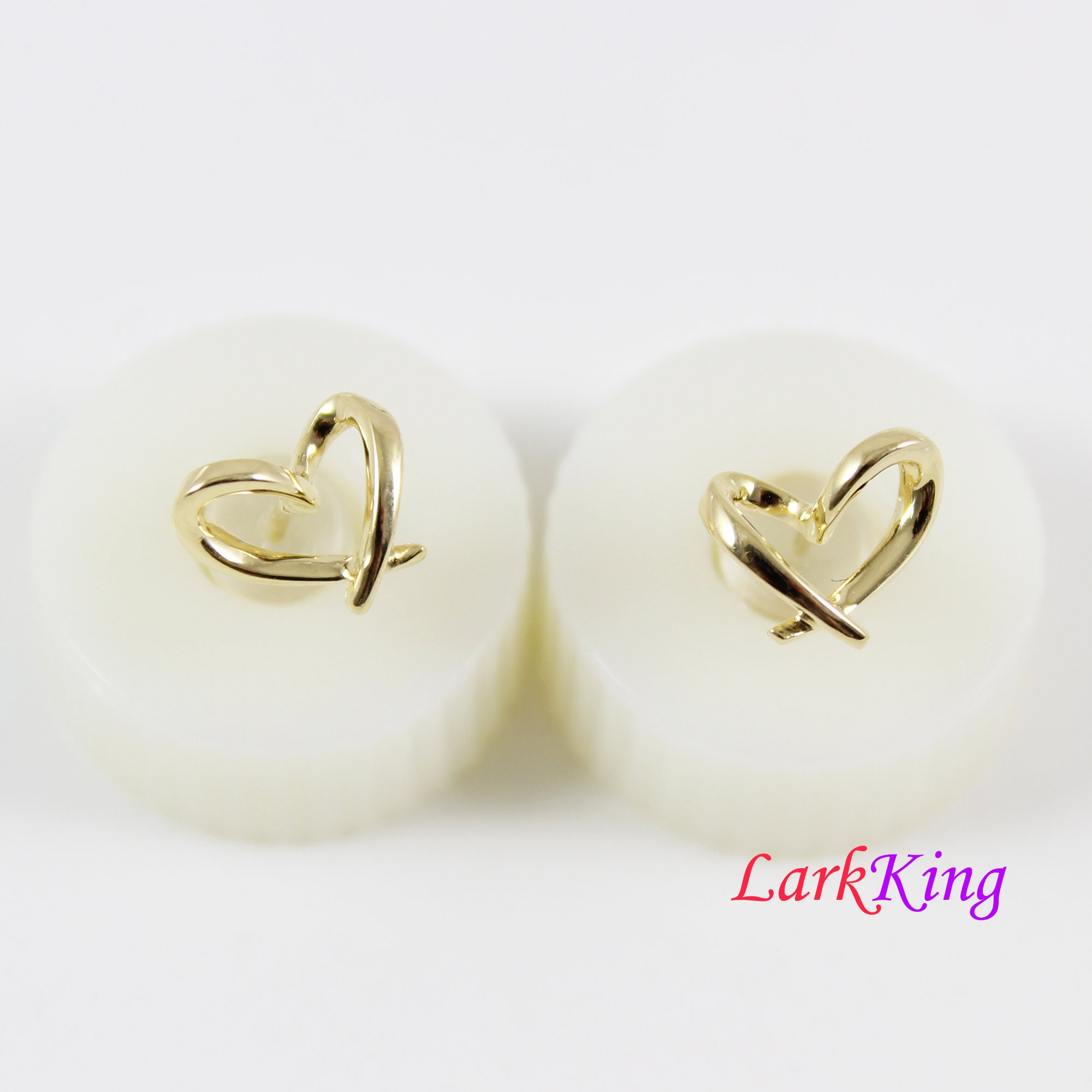 14K Gold Over Sterling Silver Lo Vet Heart Stud Earrings 14K Gold Over Sterling Silver Lo Vet Heart Stud Earrings